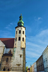 View on the tower of Church of St. Andrew, Grodzka Street, Krakow, Poland