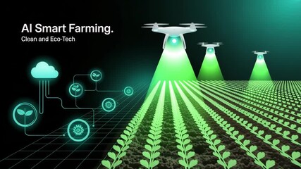 AI Smart Farming in Modern Agriculture: Cutting-edge technology converges with agriculture, showcasing drones and data analytics enhancing farm management. - Powered by Adobe