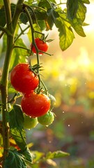 Ripe tomatoes on a vine