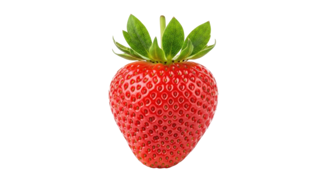 Isolated strawberry fruit, red, fresh and healthy; a popular berry that is grown worldwide