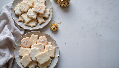Birthday cookies on plates with decorative icing and festive ambiance