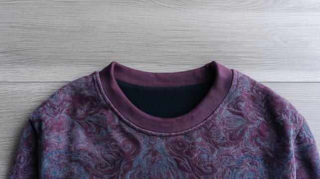 Intricately patterned maroon sweater whispers autumnal equinox warmth, hygge vibes, and paisley dreams in cozy bohemian chic