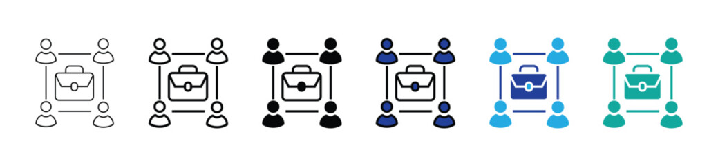 Collaboration line and solid web icon set. Vector illustration