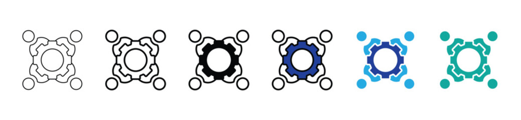 Teamwork concept with people icons and gear mechanism isolated on white background