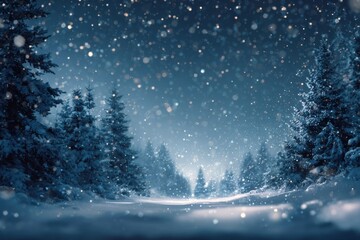 Beautiful Christmas Winter Night with Sparkling Stars