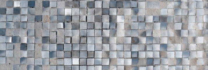 Mosaic of silvered tiles gleams under sepulchral light, evoking metallic alien landscapes, ideals of symmetry, and Futurist dreams