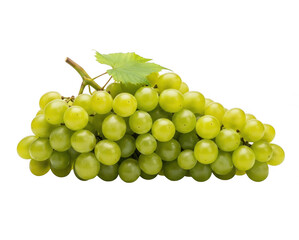 Bunch of green grapes isolated on transparent background, a healthy and sweet snack