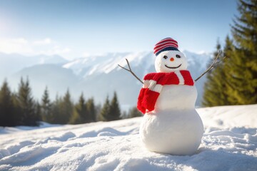 Obraz premium Happy Frosty Snowman with Christmas Spirit