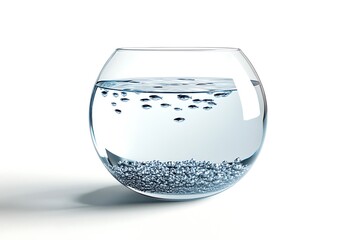Fish bowl with water isolated on white background