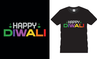 Happy Diwali typography t shirt design with diwali festival