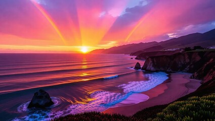 Coastal Sunset Radiance - A Breathtaking Ocean View.