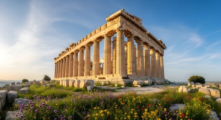 Obraz premium Parthenon athens greece acropolis landmark ancient architecture travel destination historic ruins columns sky