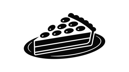 Stylized black and white illustration of a slice of fruit pie on a plate