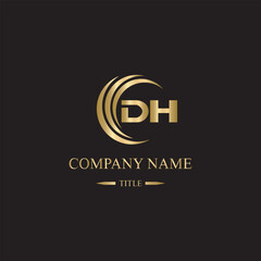 Fototapeta premium dh logo initial letter luxury royal logo. template symbol. modern golden luxury logo. abstract monogram vector letter mark brand fashion. icon business monogram boutique font Clothing minimalist.