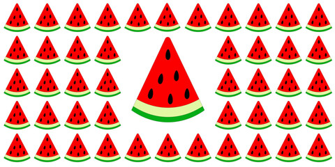 Pattern composition watermelon. Seamless watermelon pattern on a white background. Watermelon pattern design for a summer background image or a trendy minimalist design.