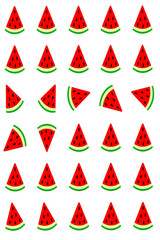 Seamless watermelon pattern on a white background. Watermelon pattern design for a summer background image or a trendy minimalist design.
