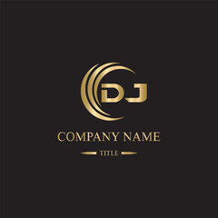 dj logo initial letter luxury royal logo. template symbol. modern golden luxury logo. abstract monogram vector letter mark brand fashion. icon business monogram boutique font Clothing minimalist.