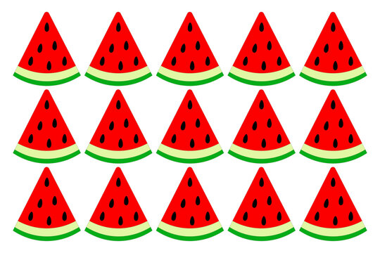 Seamless watermelon pattern on a white background. Watermelon pattern design for a summer background image or a trendy minimalist design.