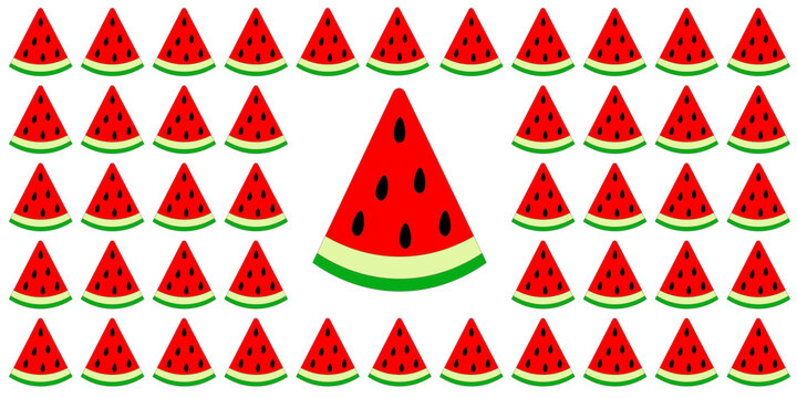 Pattern composition watermelon. Seamless watermelon pattern on a white background. Watermelon pattern design for a summer background image or a trendy minimalist design.