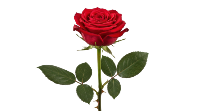 Isolated beautiful blooming red rose flower blossom, romantic Valentine's Day nature still