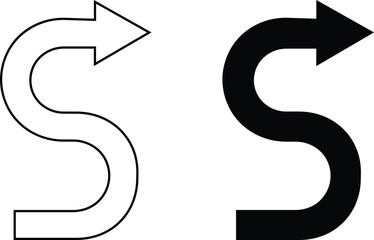 Road or way direction arrow icon set. One-way, Two-way, Three-way direction arrow sign. Fork sign, Way pointer symbol. Turn arrow navigation sign. Traffic route. Vector illustration !