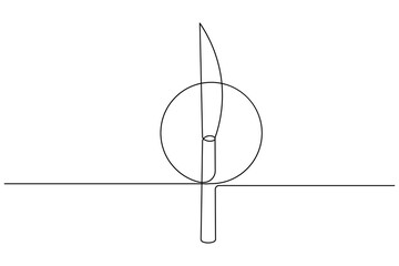 Knife and fork, continuous one line drawing, minimalist outline illustration of dining utensils
