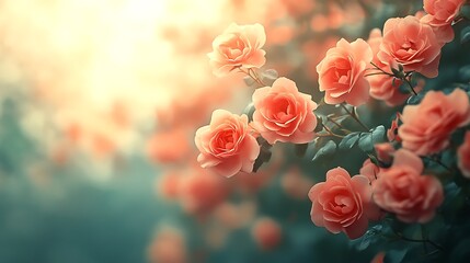 A cluster of pastel blooms in a soft diffused light style