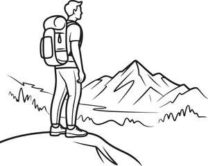 Hiker enjoying mountain view on scenic adventure