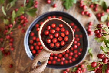 Healthy medicinal wine made with fresh hawthorn berries