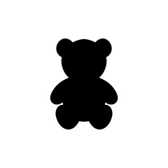 Sitting teddy bear icon vector flat design on white background. Teddy bear silhouette.