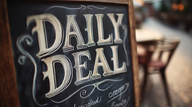 Chalkboard Daily Deal Sign Outside Cafe