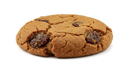 Fototapeta premium Isolated hermit cookie with molasses and raisins on white background for snack or bakery uses