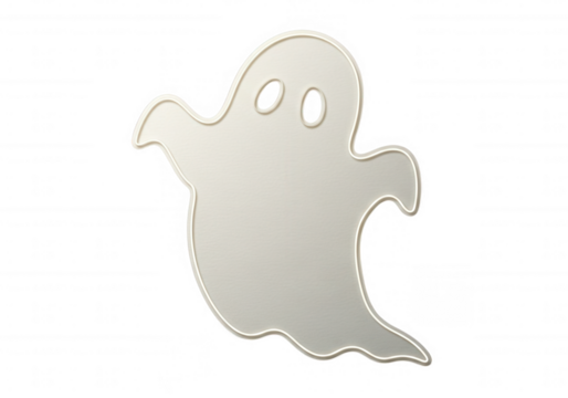 White ghost shape with dark eyes isolated on a transparent background