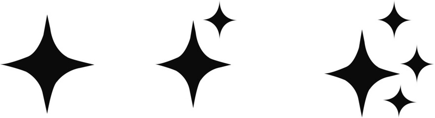 sparkle star icon set. simple star burst symbol. transparent png and vector illustration.
