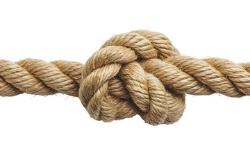 Fototapeta premium Close up of thick twisted natural rope knot for nautical or maritime design