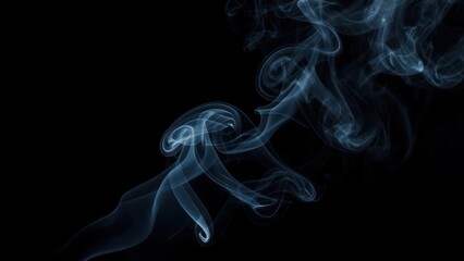 Abstract image of bluish smoke wisps against a black background