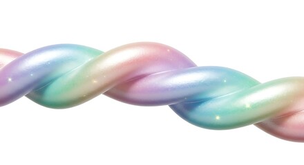 A pastel rainbow colored slime twisted into a rope shape, isolated on white background