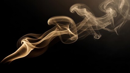 Abstract image of swirling, light-brown smoke against a dark background