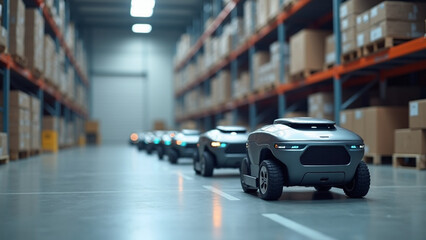 Autonomous Warehouse Robots in Modern Industrial Facility