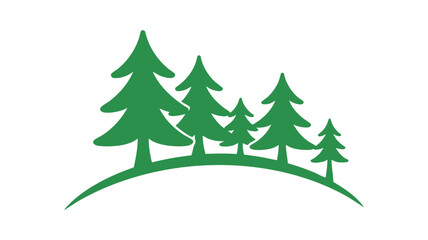Obraz premium Green evergreen trees on a curved horizon line
