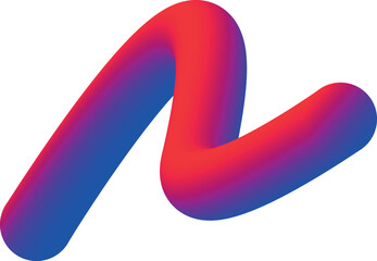 Vector wavy 3D form in deep pink, purple, blue gradients, curves line stripe shape. Smooth, bright toned futuristic web design. Bold 3D ribbon. Creative element without background. 