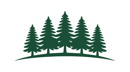 Obraz premium Stylized evergreen forest silhouette on a gentle hill