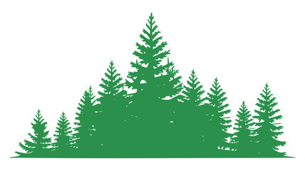Obraz premium Green silhouette of a dense forest of pine trees