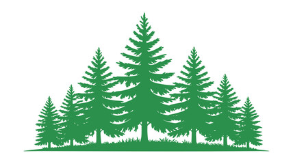Obraz premium Green silhouette of a cluster of pine trees