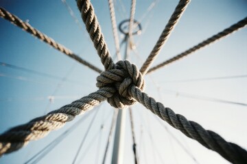 Boat rope. Detail of a white rope