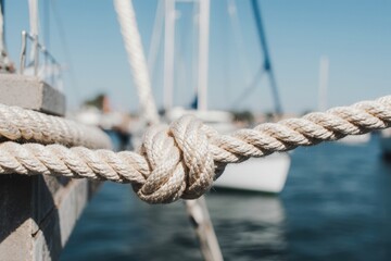 Boat rope. Detail of a white rope