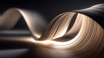 Abstract ribbon flows, creates light. Modern, elegant for web, marketing.