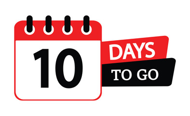 ten days to go countdown badge template. 10 days left label design for promotion. vector sale banner layout for website or landing page. time countdown marketing badge illustration and transparent png