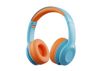 Blue orange headphones isolated on a transparent background