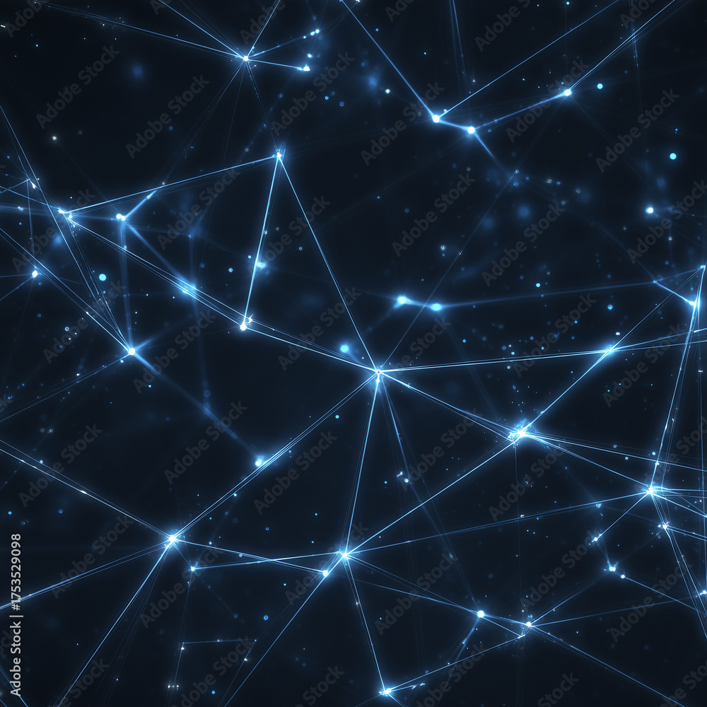 Wall mural cosmic network: a captivating digital rendering of interconnected nodes against a deep, starlit cosm